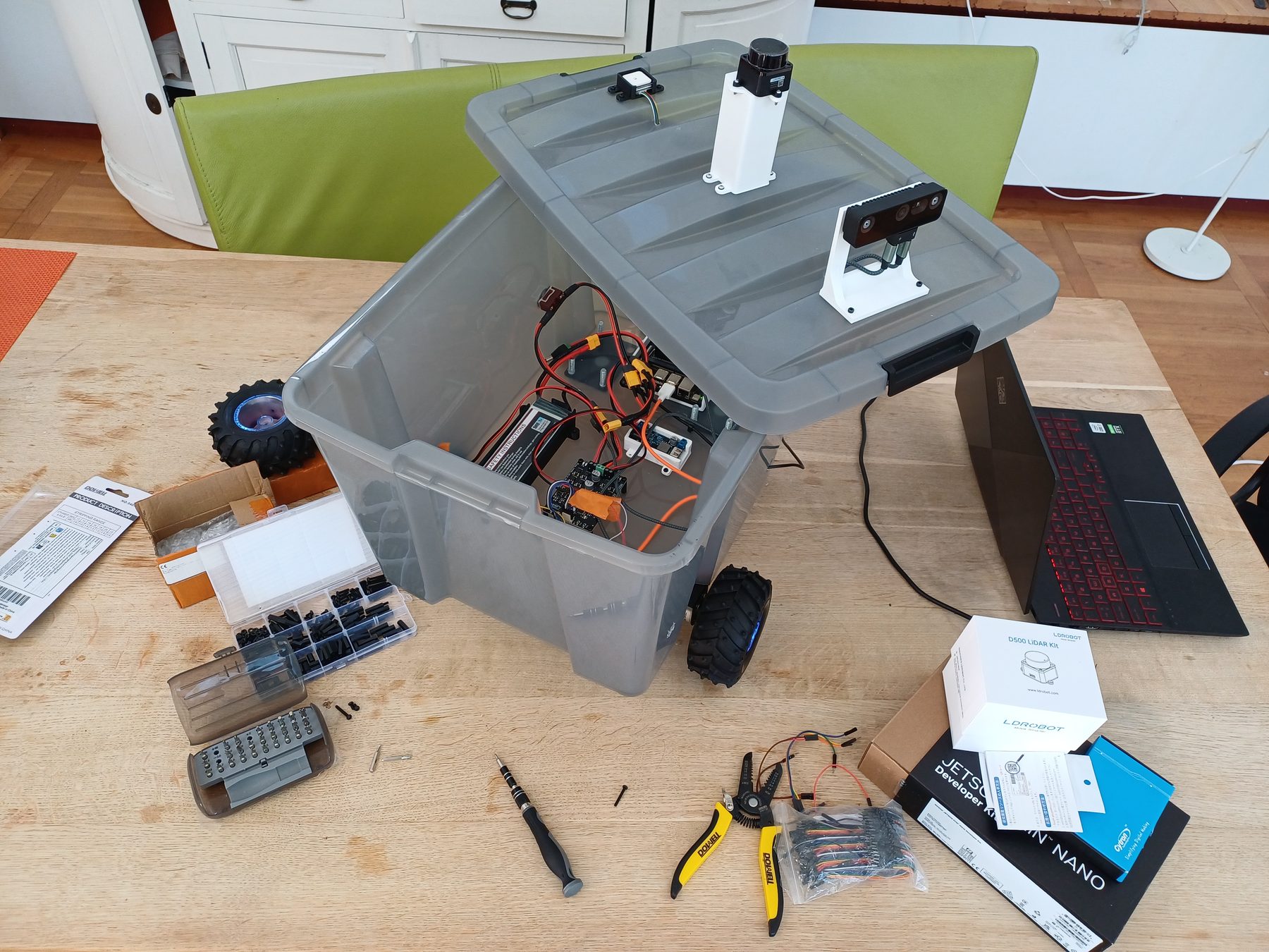 The robot with its lid open